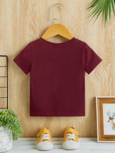 SHEIN Baby Boys' Casual Dinosaur Game Console Printed T-Shirt