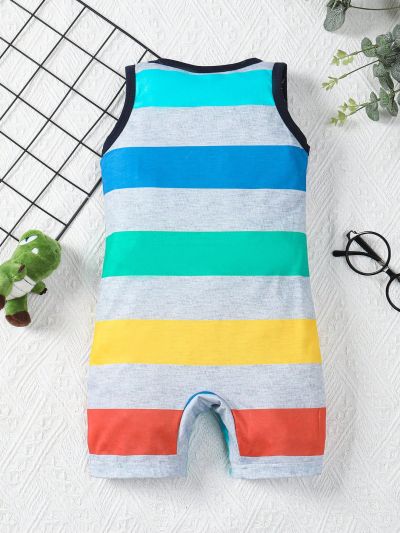 Infant Boys' Contrast Color Sleeveless Jumpsuit Shorts
