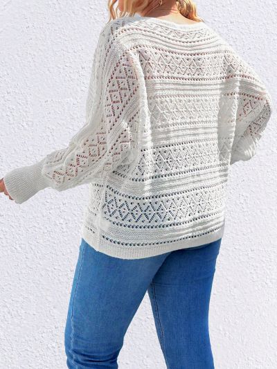 SHEIN LUNE Plus Size Solid Color Knit Sweater With Hollow Out Detail