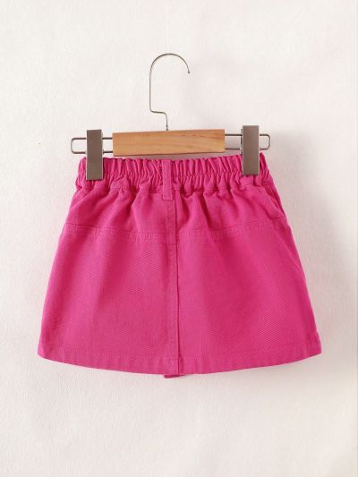 Little Girl's Solid Color Asymmetric Hem Denim Skirt