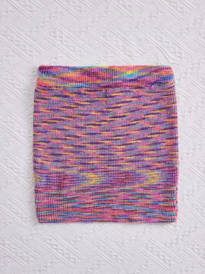 SHEIN Tween Girl Space Dye Drawstring Waist Sweater Skirt