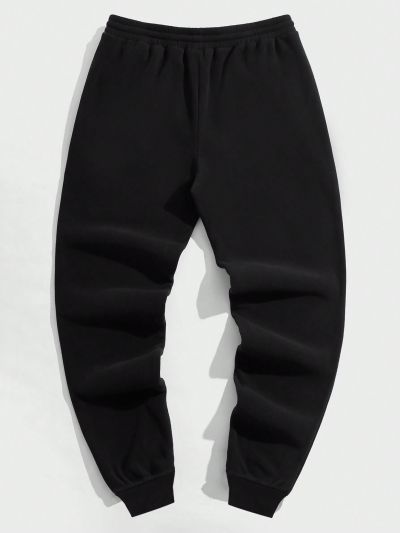 Extended Sizes Men's Plus Size Letter Printed Drawstring Waist Cargo Pants