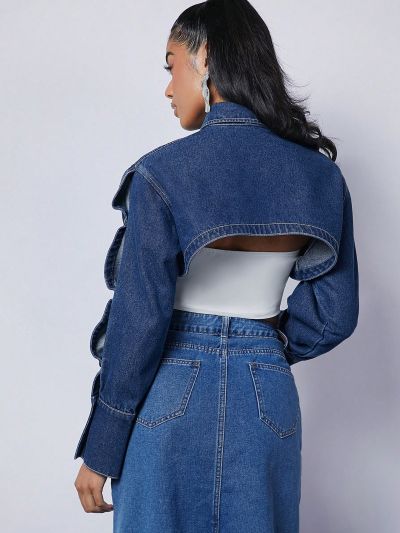 LOVING U Women's denim crop jacket
