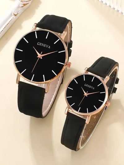 2pcs Couple Round Quartz Watch