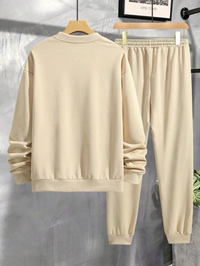 Men'S Letter Printed Sweatshirt And Sweatpants Set