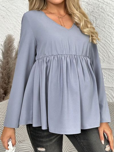 SHEIN Maternity Blue V-neck Top