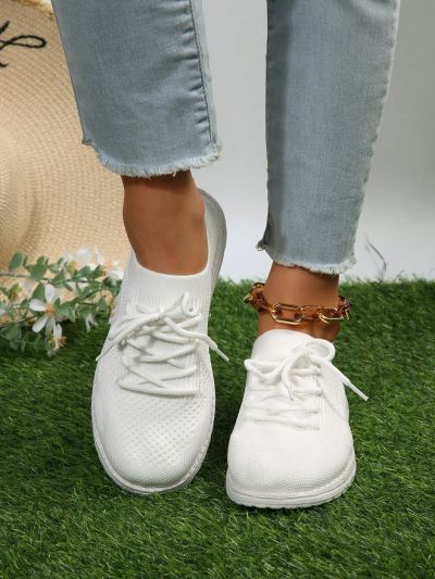 Women's Outdoor Breathable Lightweight Knitted Sneakers With Laces