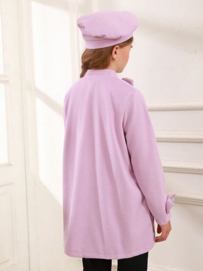 Tween Girl Bow Detail Solid Overcoat