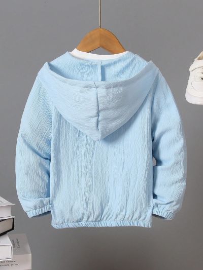 SHEIN Kids SUNSHNE Boys' (Little) Hooded Textured Zip-Up Jacket