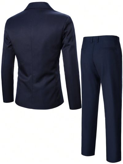 Manfinity Men's Single Breasted Notched Lapel Suit Jacket And Pants Set (shirt Not Included)