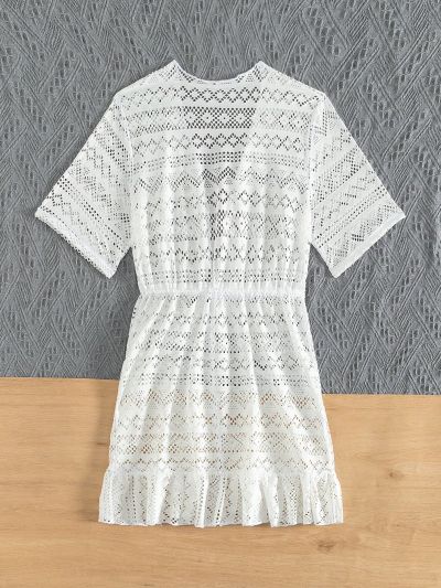 Teen Girls' Lotus Leaf Edge Belted Kimono Dress