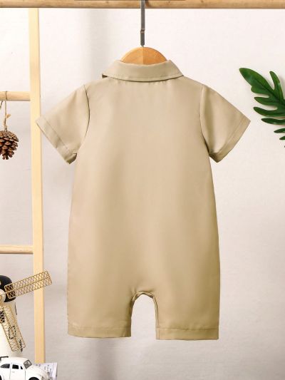 Baby Boys' Cute Dog Pattern Printed Short Sleeve Playsuit With Shorts, Spring/Summer