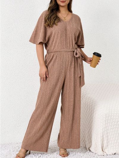 SHEIN LUNE Plus Size Batwing Sleeve Romper With Waist Belt