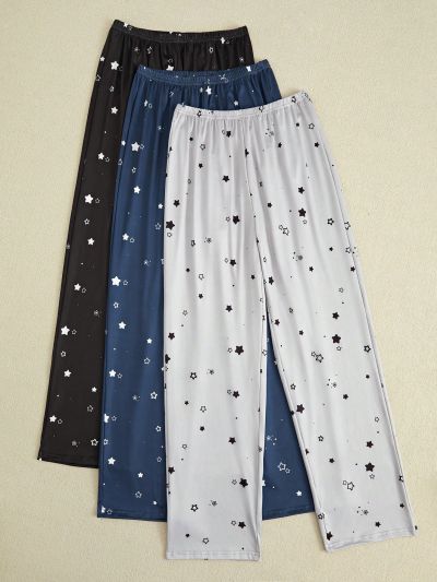 Women's Star Printed Pajama Set, 3pcs