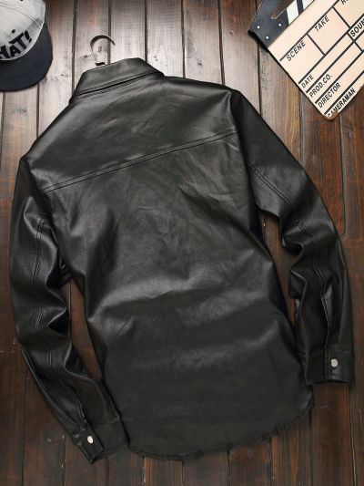 Men Solid Snap Button Front Denim Shirt Without Tee