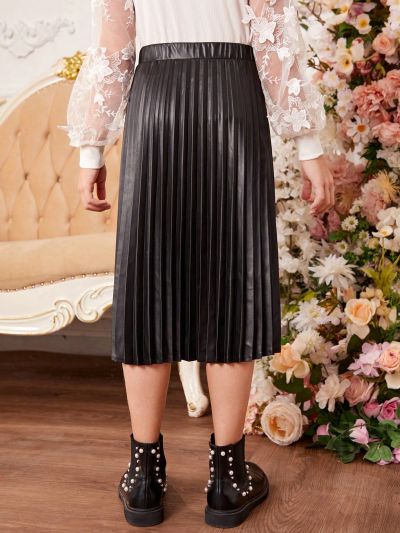 SHEIN Tween Girl 1pc High Waist Pleated Skirt