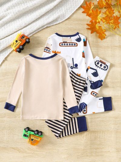 Young Boys' Excavator Printed Pajama Set