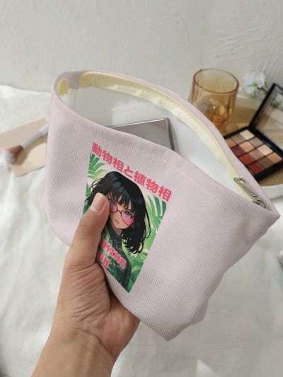 Henrique Martinez Cartoon Girl Pattern Double-Sided Printed Velvet Cosmetic Bag