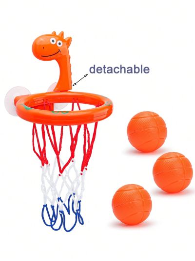 NEW Bathtub Basketball Hoop for Toddlers Kids, Boys and Girls with 3 Soft Balls Set & Strong Suction Cup, Bathtub Shooting Game & Fun Toddlers Bath Toys for Boys or Girls(Orange)