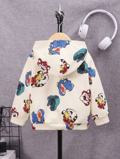 SHEIN Infant Boys' Cute Cartoon Pattern Long Sleeve Hoodie