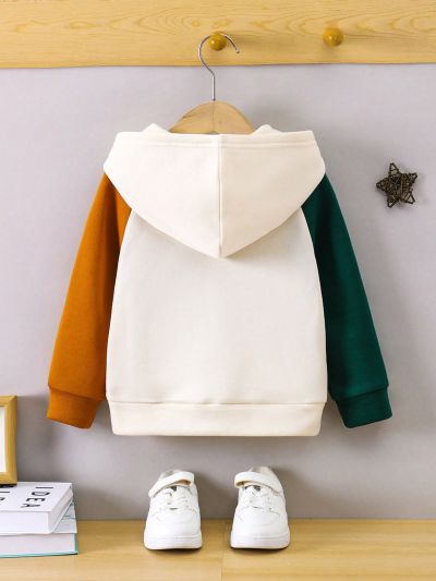 SHEIN Young Boy Color Block Hoodie With Raglan Sleeve