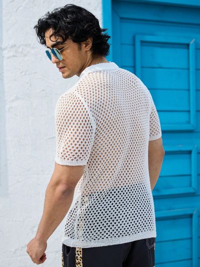 Men'S Knitted Short Sleeve Polo Shirt