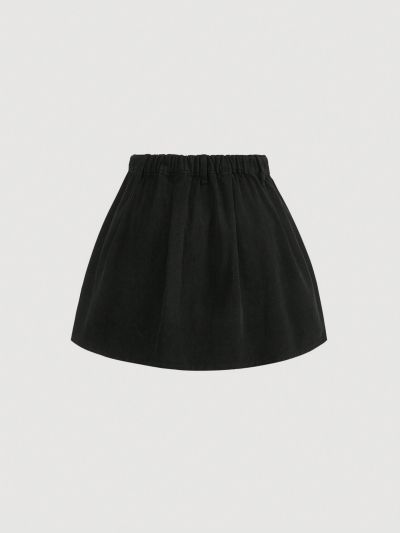 SHEIN EZwear Plus Solid Pleated Denim Skirt