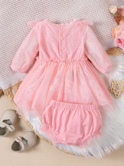 Newborn Baby Girls' Ruffle Lace Decorated Romper Dress And Shorts Photography Outfits