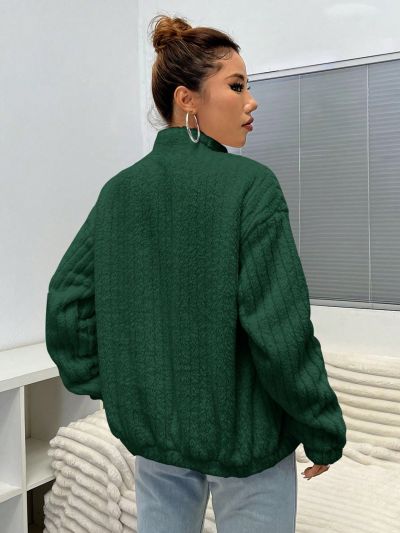 Zipper Front Jacket With Letter Emblem