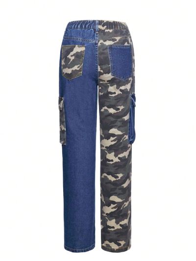 Teen Girls' Camouflage Printed Cargo Style Jeans