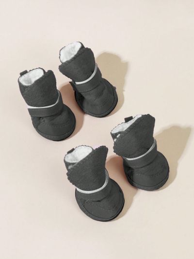 4pcs Fleece Dog Snow Boots For Small And Medium Pets, Keep Warm And Indoor/outdoor Use