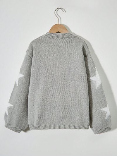 SHEIN Kids EVRYDAY Young Girls' Star Pattern Sweater Pullover