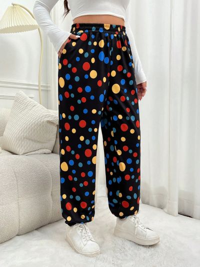 SHEIN Qutie Plus Size Cute Colorful Circle Print Shorts