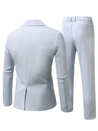Men's Notch Lapel Single Breasted Suit Jacket And Pants Set