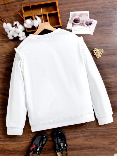 Girls' Floral Lace Mesh Heart Pullover Sweatshirt