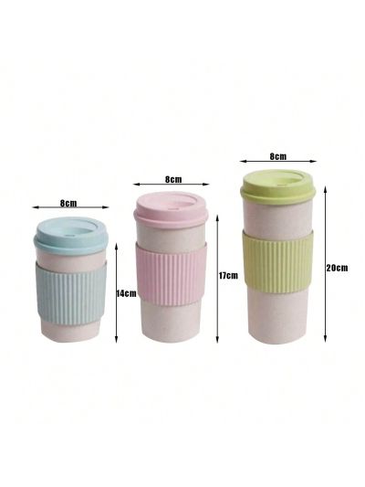 Reusable To-Go Travel Coffee-Cup Portable Cups, 350ml Leakproof Mug Coffee Cup for Hot & Cold Water Coffee and Tea, Rice Husk Fibre, Ultra Lightweight