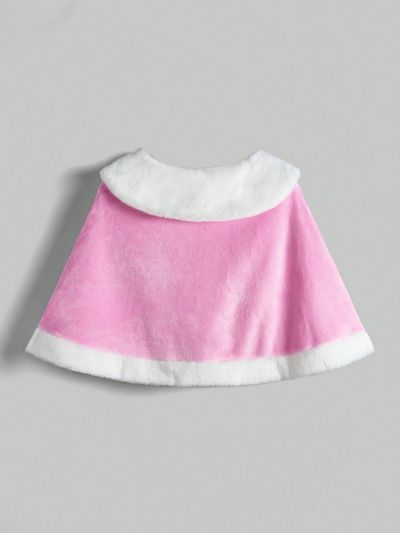 ROMWE Kawaii Plus Size Women's Color Blocking Plush Doll Collar Cape Coat