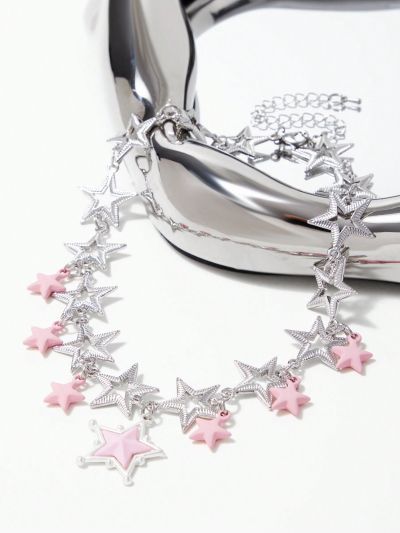 SHEIN ICON 1pc Fashionable Pink Star & Meteor Shaped Clavicle Necklace