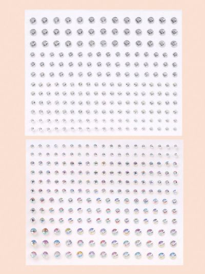 2pcs Multicolored 3d Rhinestone & Pearl Stickers For Eye/face Decors. Suitable For Diy, Music Festivals, Makeup & Dance Parties