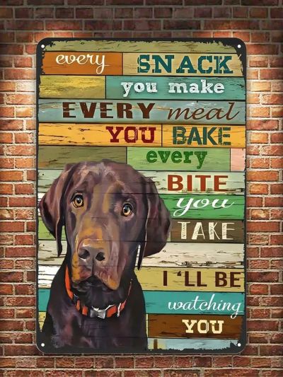 1pc, Chocolate Labrador Metal Sign Rustic Decoration Vintage Tin Sign Home Kitchen Bar Cafe Club Cave Wall Decor Dog Tin Sign (8''x12''20cm30cm), Room Decor, Home Decor
