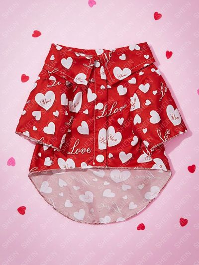 PETSIN 1pc Valentine's Day Pink Heart/Red Cat & Dog Printed Shirt For Pets