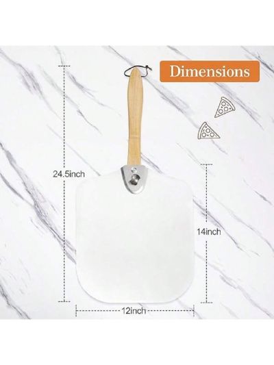 Foldable Metal Pizza Peel 12 x 14 Inch, Aluminum Pizza Paddle with Durable Wooden Handle