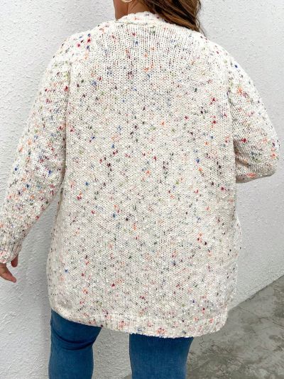 SHEIN CURVE+ Plus Size Long Sleeve Open Front Cardigan With Pockets