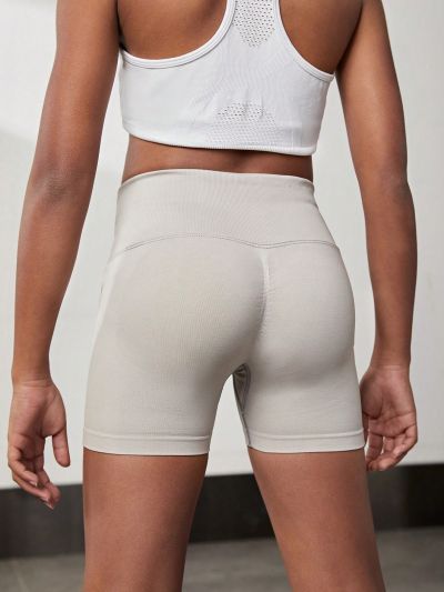 Solid Color Slim Fit Shorts For Tween Girls