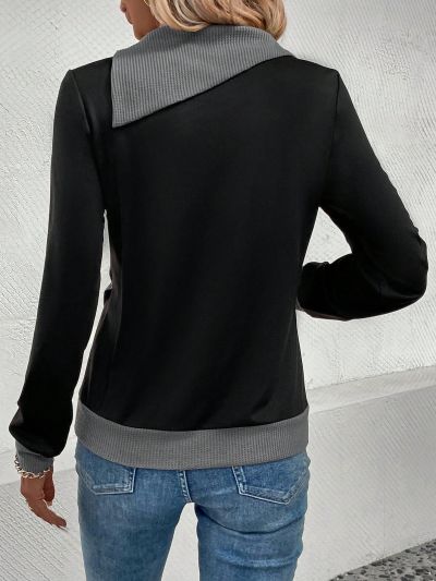 Twist Knot Detail Color Block Sweatshirt