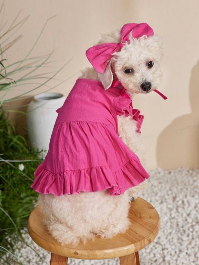 PETSIN Cute Pink Bowknot Pet Skirt For Cats And Dogs