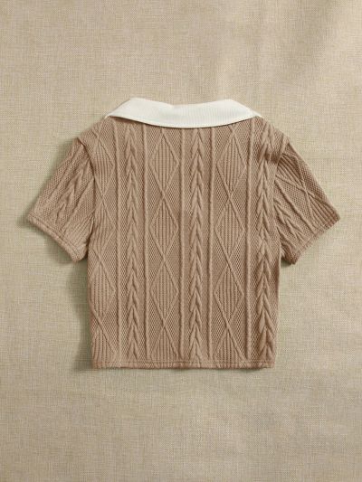 SHEIN Teen Girl Color Block Patchwork Casual Short Sleeve T-Shirt