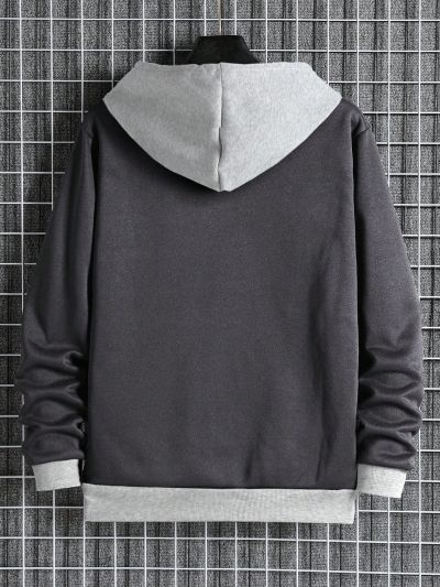 Men's Color Block Hooded Drawstring Sweatshirt