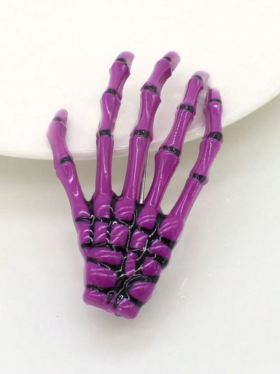 2pcs Skull Hand Hair Clip For Women, Halloween Ghost Claw Hairpin, Zombie Bone Claw Hair Clip, Horror Party Decoration, Headwear Hair Clip For Role-playing Costumes, Valentine's Day And Halloween Gift
