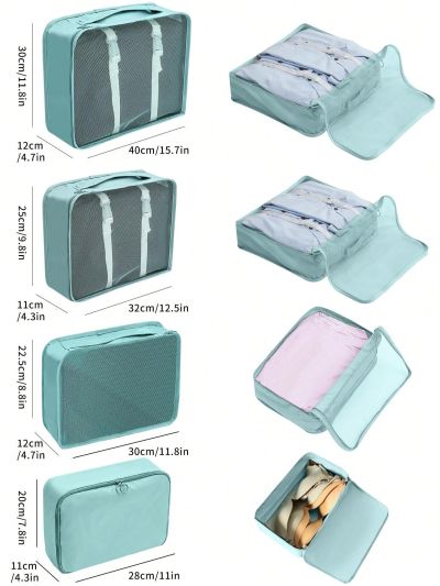 10pcs/set Polyester Travel Toiletry Bag, Modern  Portable Makeup Organizer For Travel